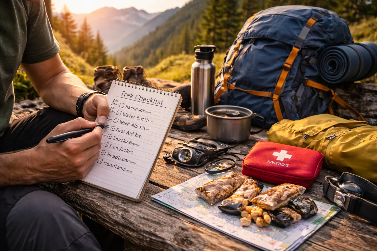 Beginner trekking trail through hills