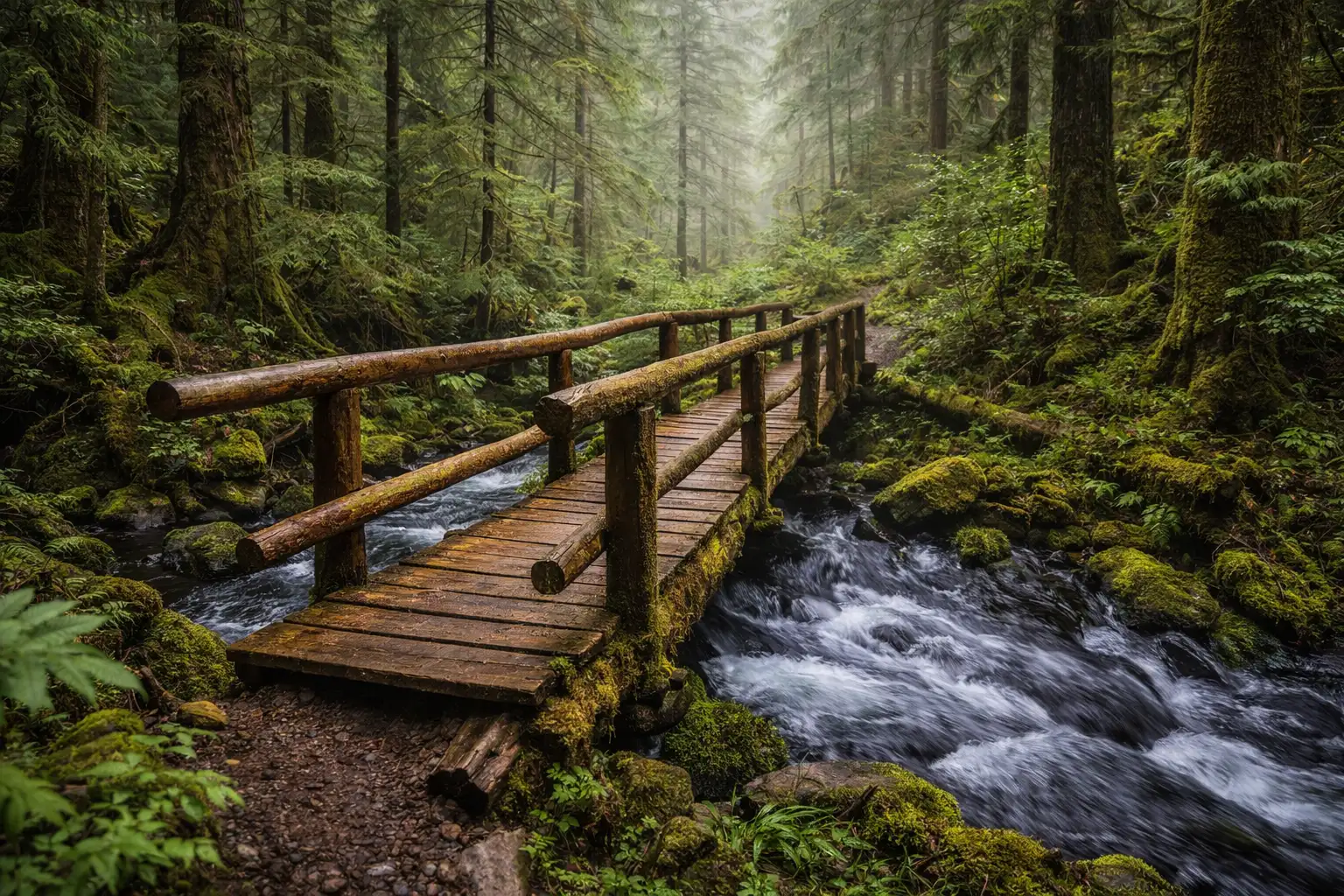Forest trekking trail surrounded by trees