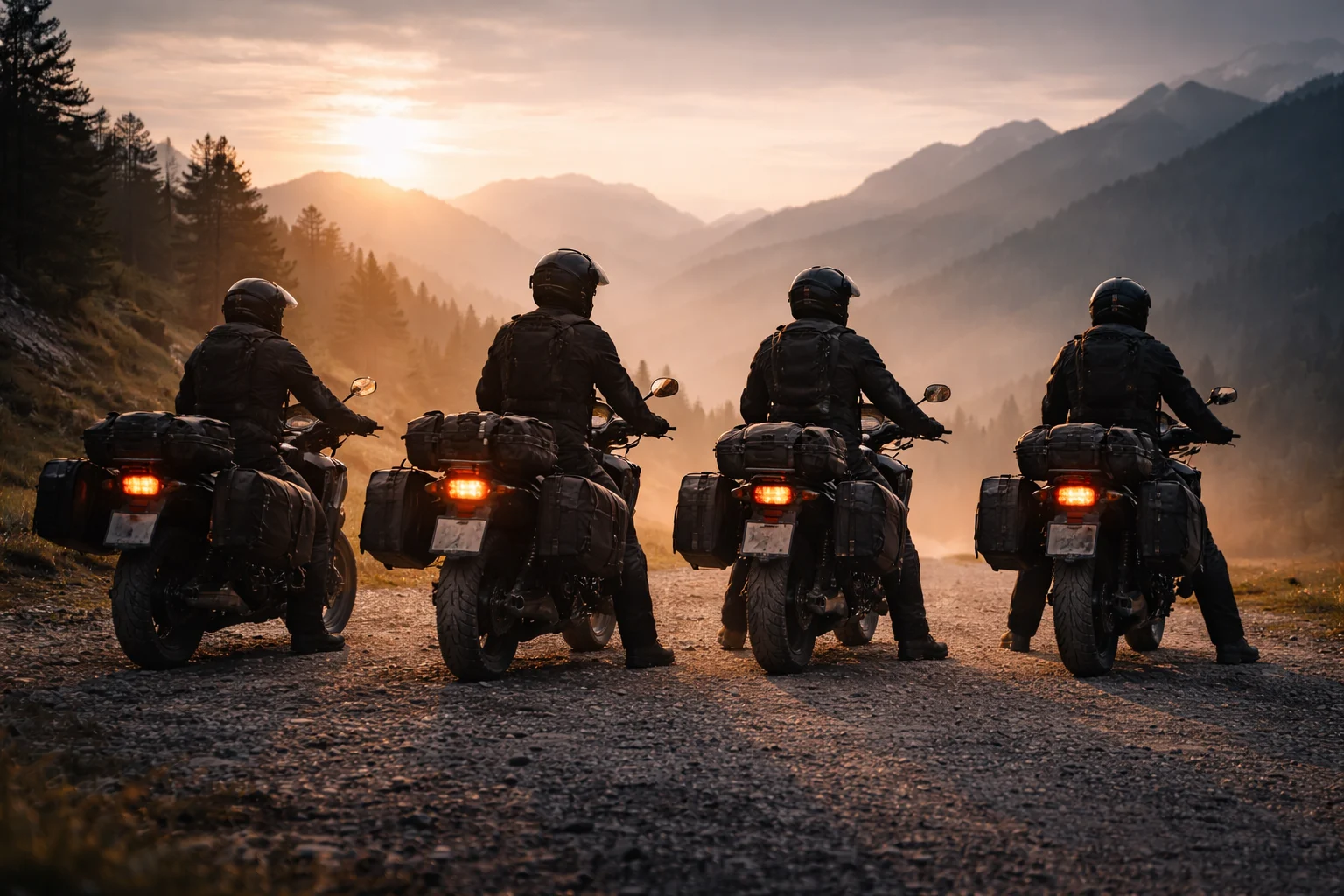 Motorcycle group riding on highway