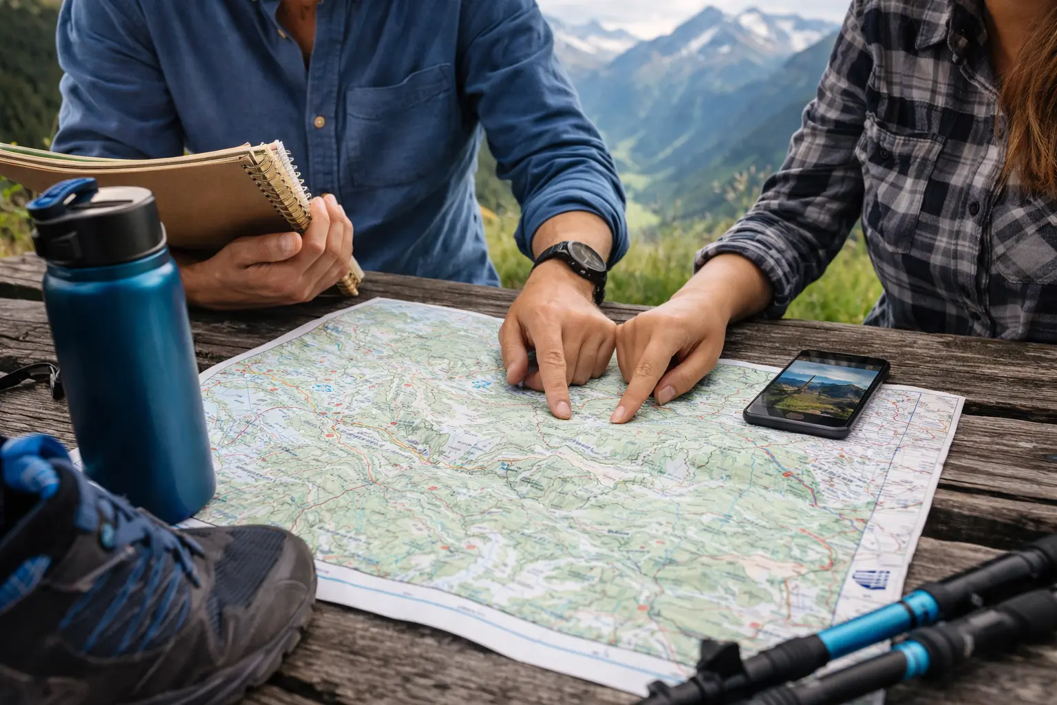 Beginner trekking trail in mountains