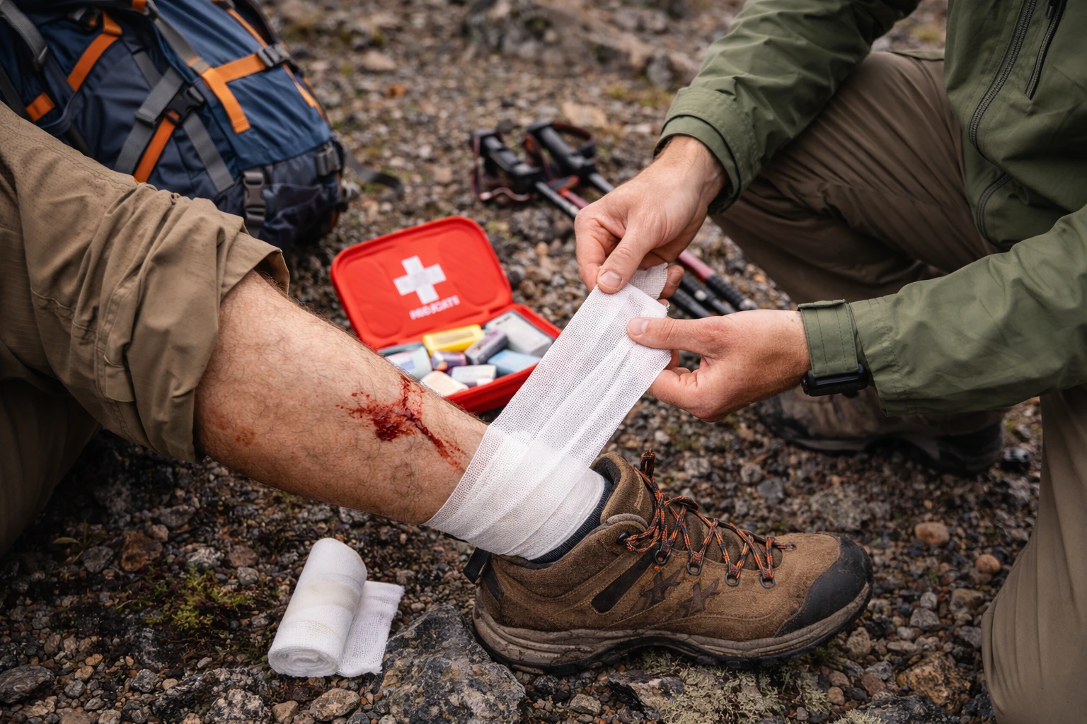 Providing first aid during trekking